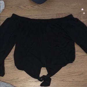black long sleeve off the shoulder top